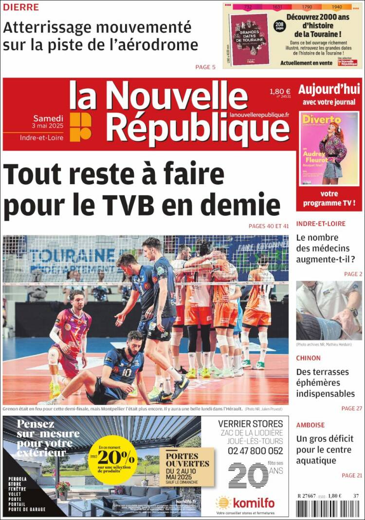Portada de La Nouvelle Republique (Francia)
