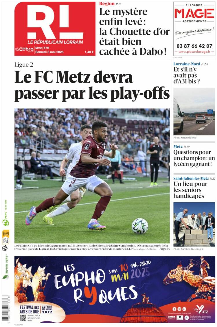 Portada de Le Republicain Lorrain (Francia)