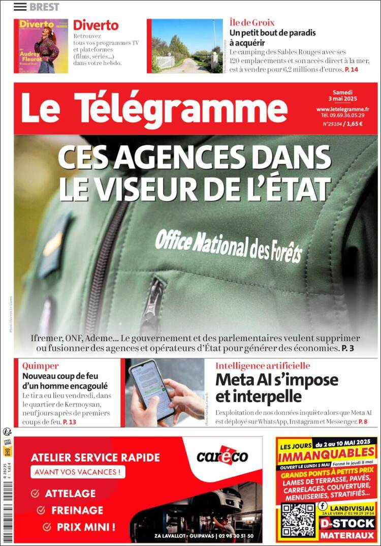 Portada de Télégramme (Francia)