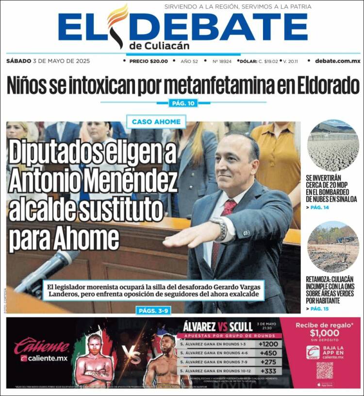 Portada de El Debate de Culiacán (México)