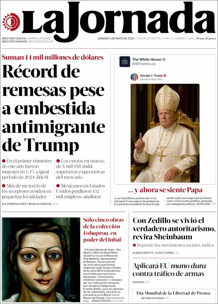 Portada de La Jornada (México)