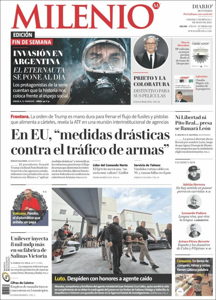 Portada de Milenio de Monterrey (México)