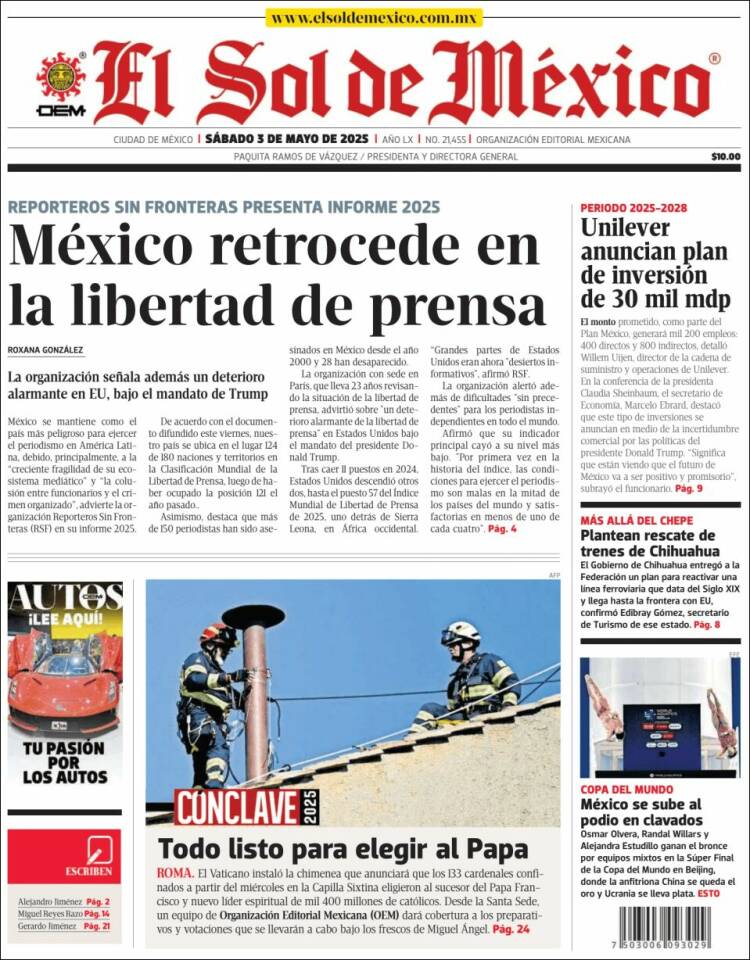 Portada de El Sol de México (México)