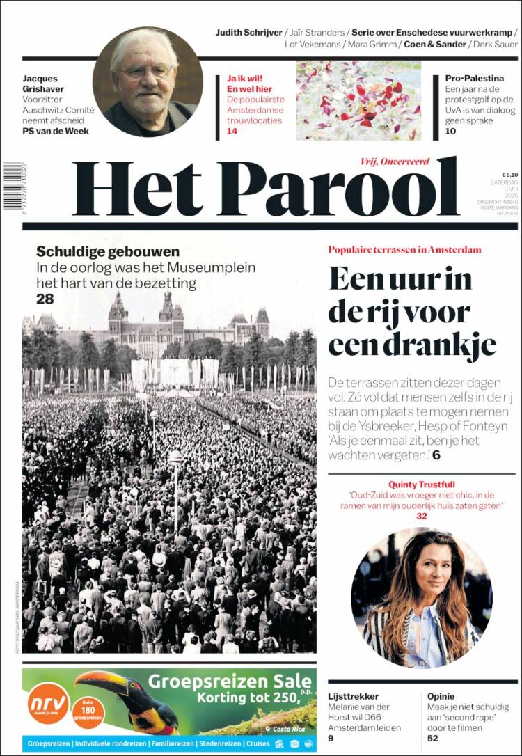 Portada de Het Parool (Pa&iacute;ses Bajos)
