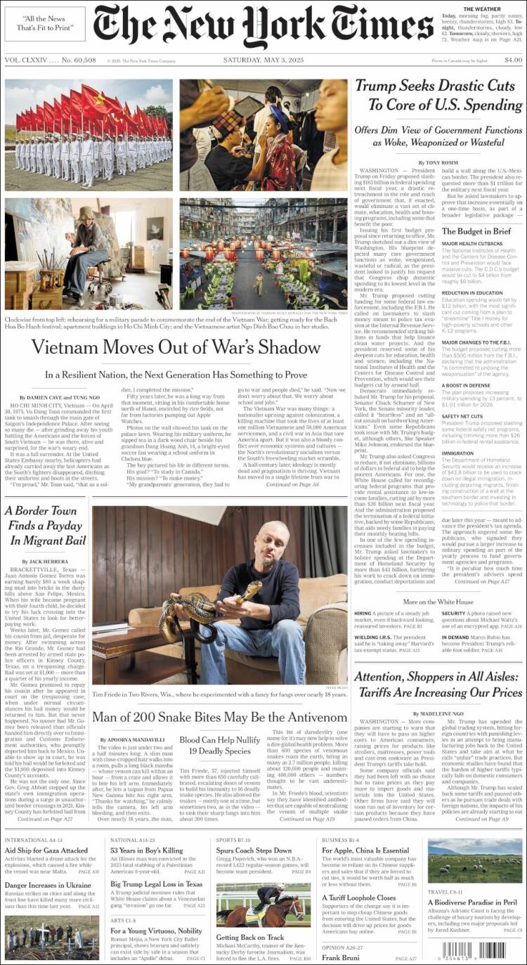 Portada de New York Times (USA)