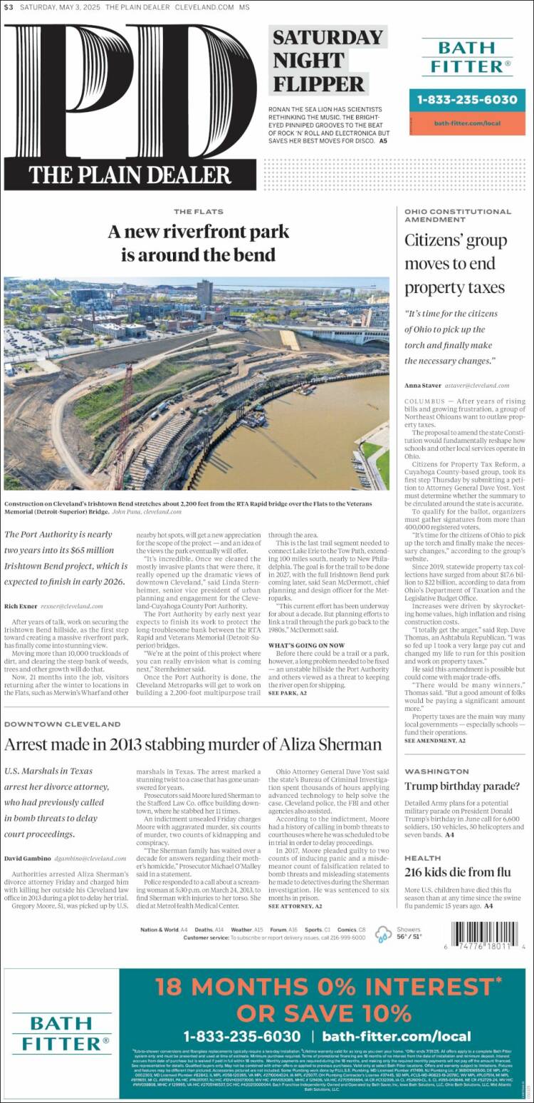 Portada de The Plain Dealer (USA)