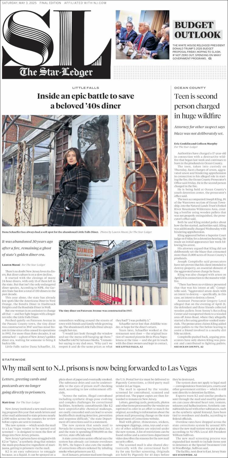 Portada de Star-Ledger (USA)