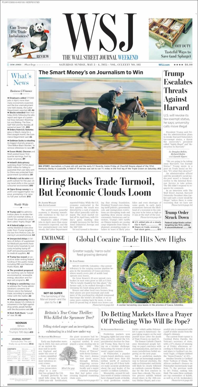 Portada de Wall Street Journal (USA)