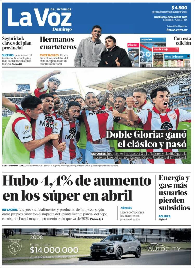 Portada de La Voz del Interior (Argentina)
