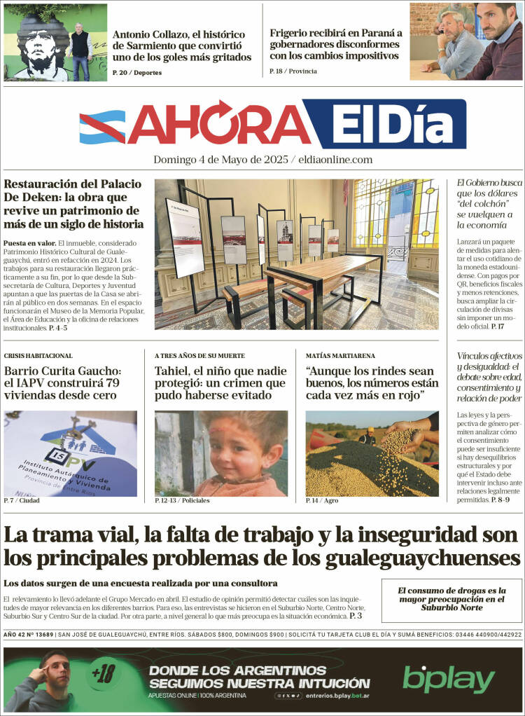 Portada de El Día de Gualeguaychú (Argentine)