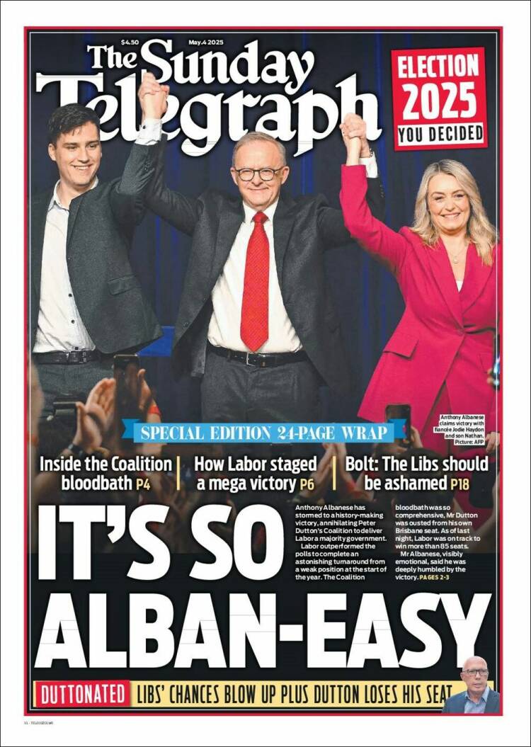 Portada de The Daily Telegraph (Australia)