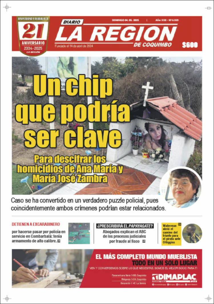 Portada de Diario La Región de Coquimbo (Chile)