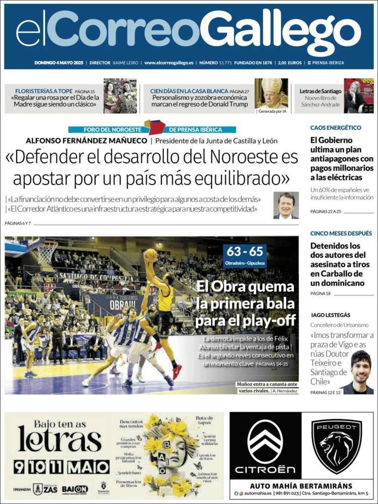 Portada de El Correo Gallego (España)
