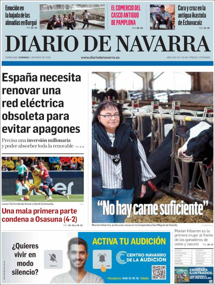 Portada de Diario de Navarra (España)
