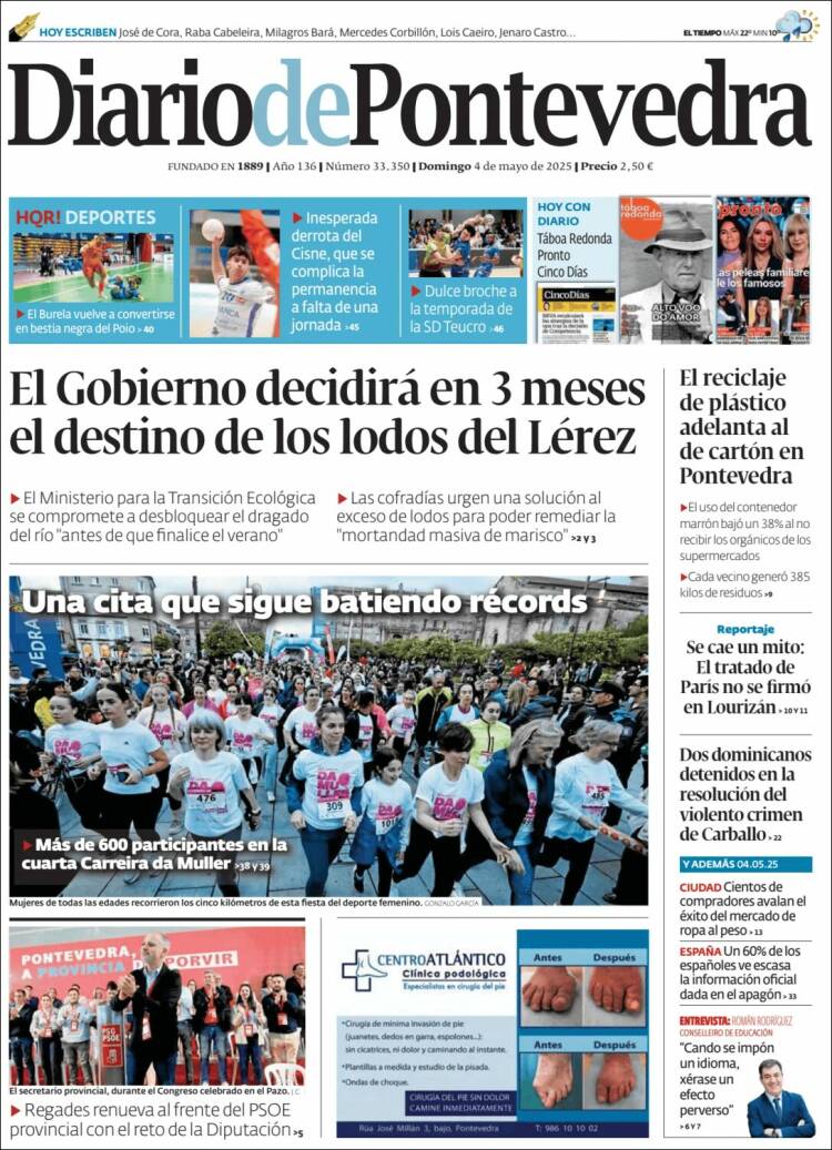 Portada de Diario de Pontevedra (España)