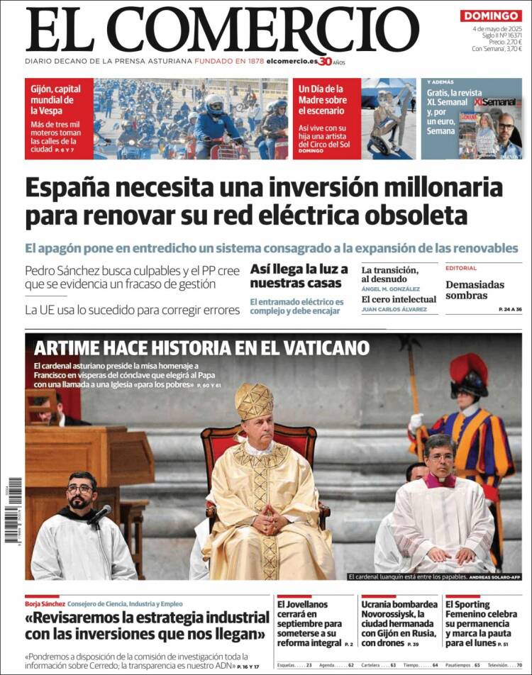 Portada de El Comercio - Gijón (España)