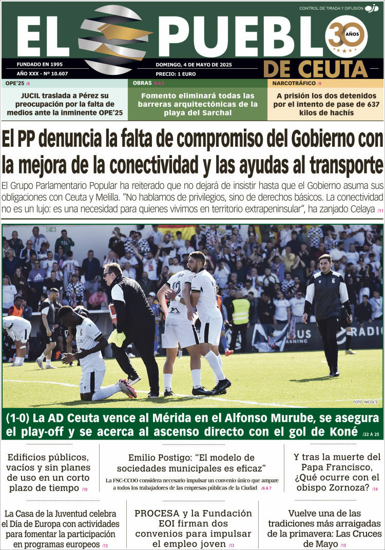 Portada de El Pueblo de Ceuta (España)