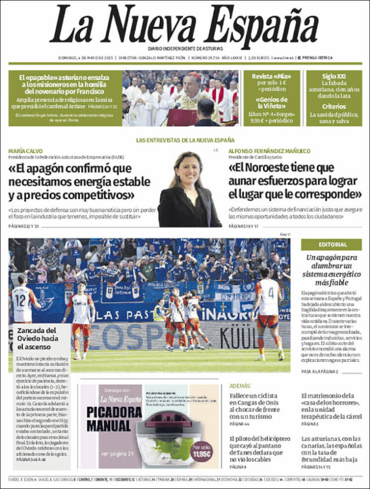 Portada de La Nueva España (España)