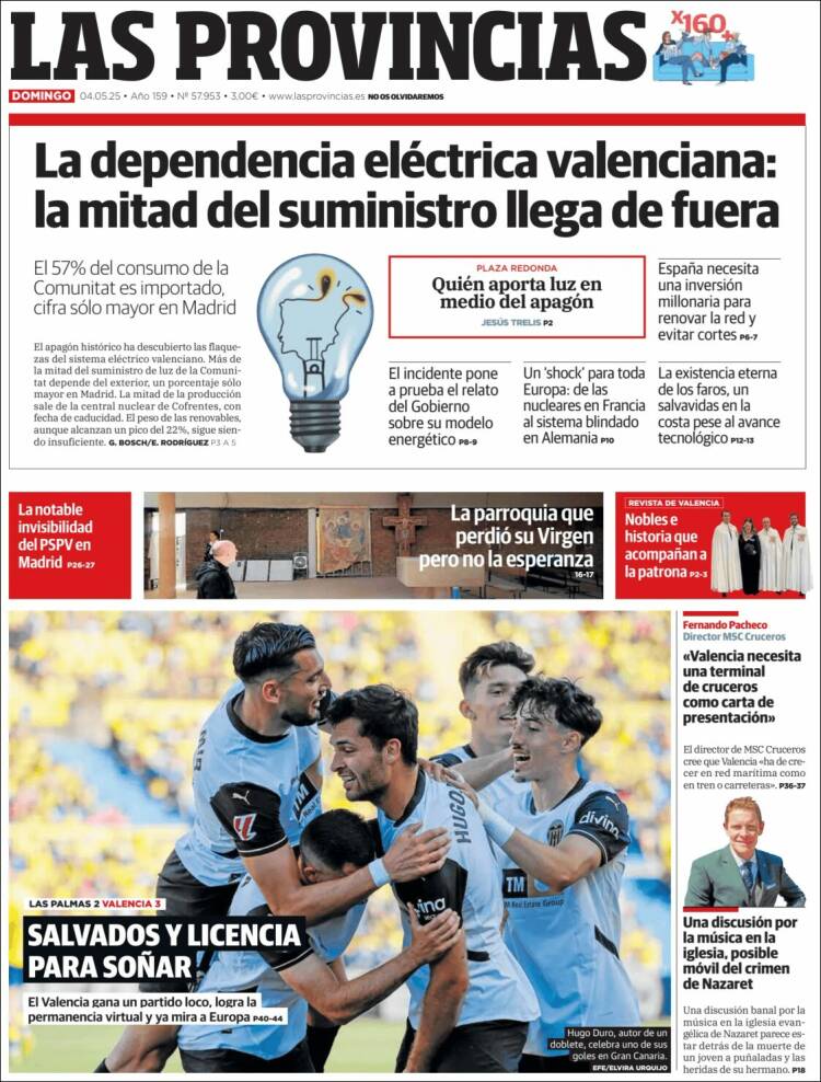 Portada de Las Provincias (España)