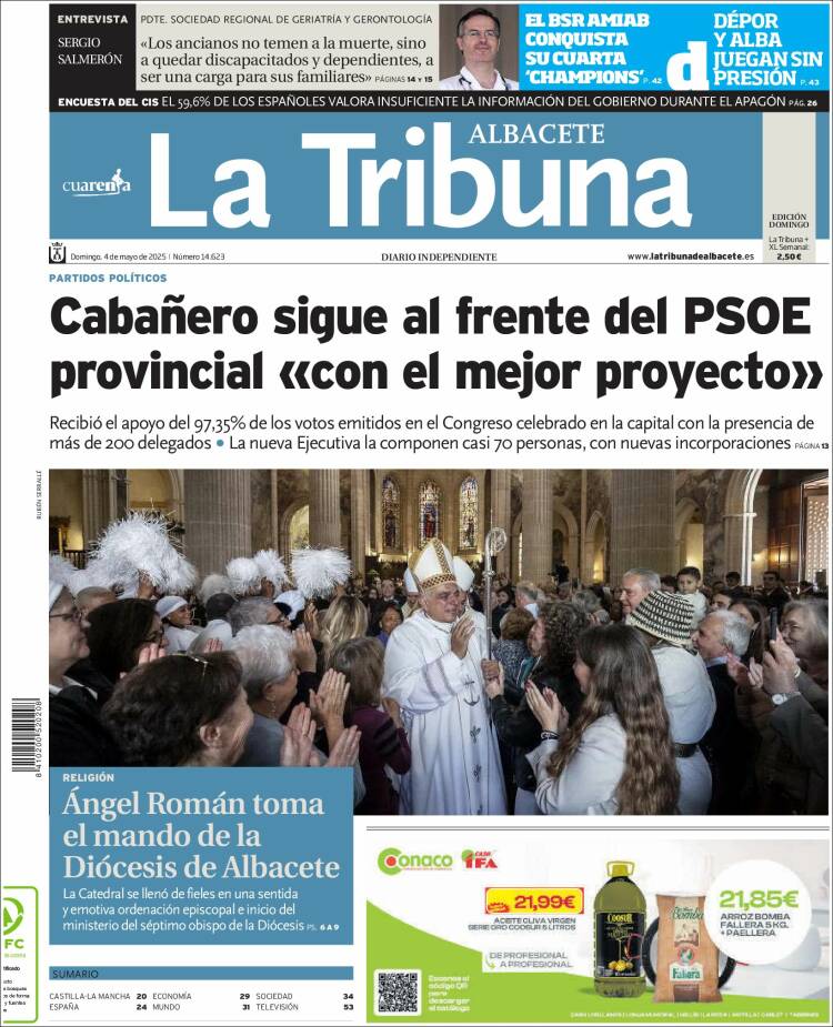 Portada de La Tribuna de Albacete (España)