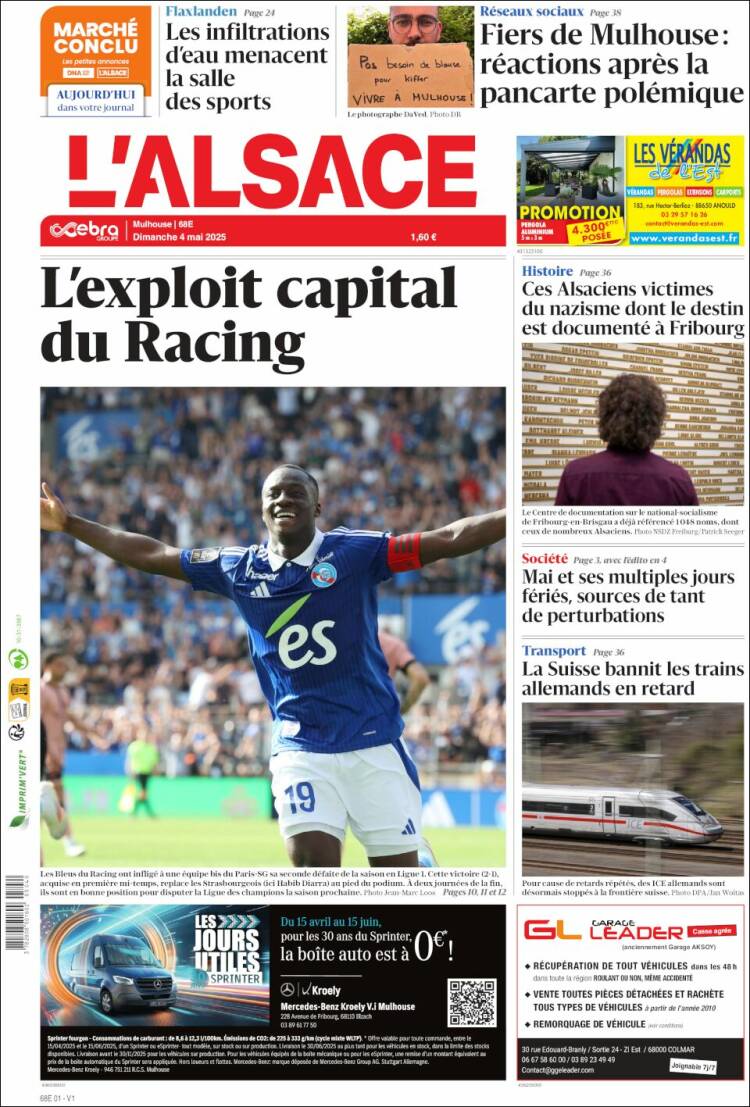 Portada de Journal L'Alsace (Francia)