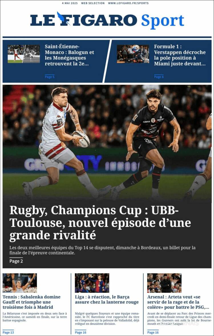 Portada de Le Figaro Sport (Francia)