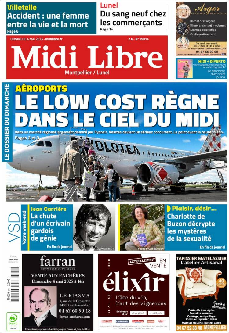 Portada de Midi Libre (Francia)