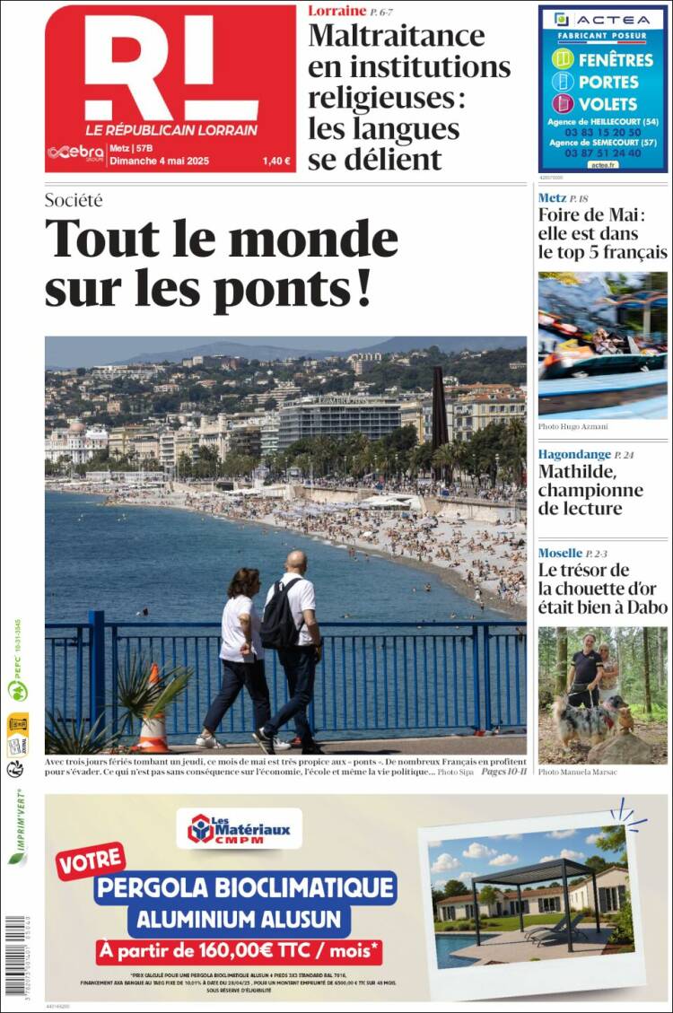 Portada de Le Republicain Lorrain (Francia)