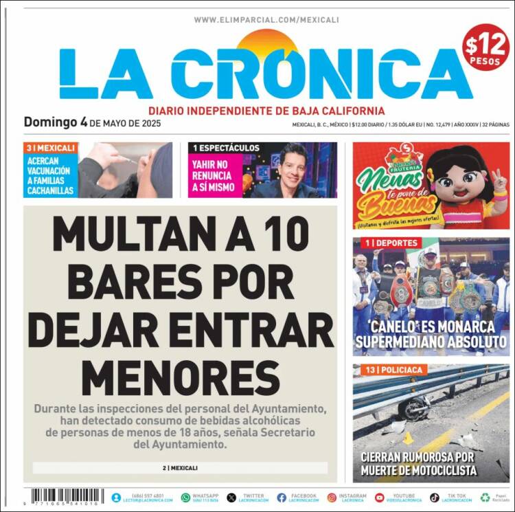 Portada de La Crónica de Baja California (México)