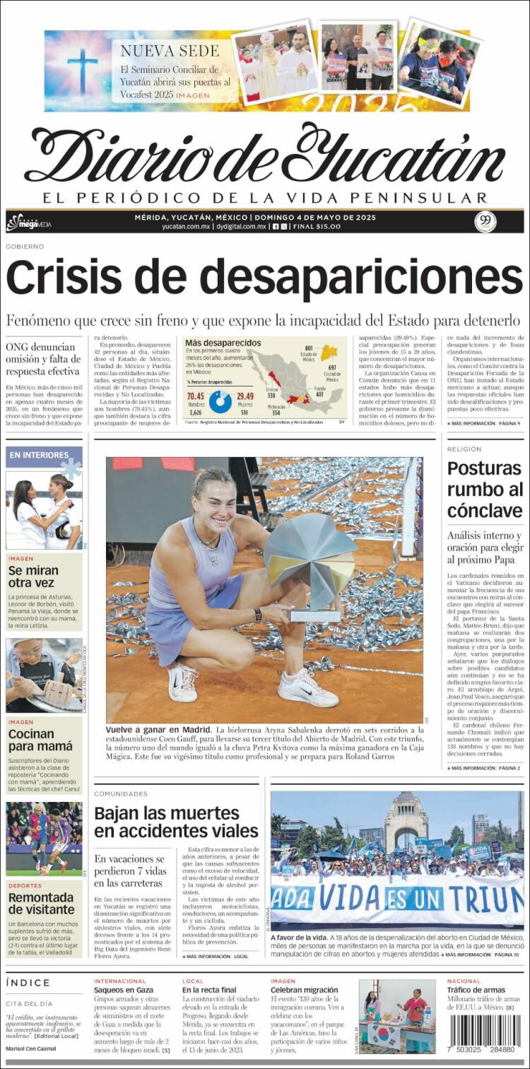 Portada de Diario de Yucatán (México)