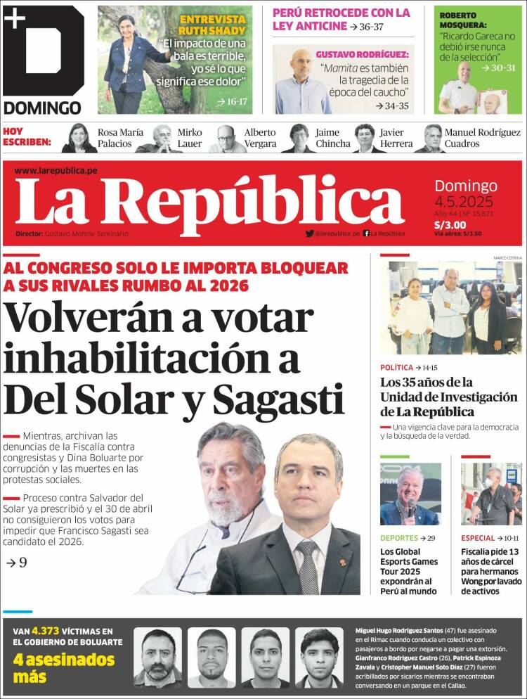 Portada de La Republica (Perú)