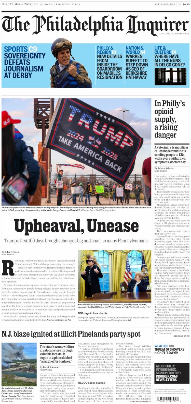Portada de Philadelphia Inquirer (USA)