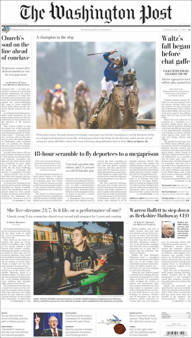 Portada de The Washington Post (USA)