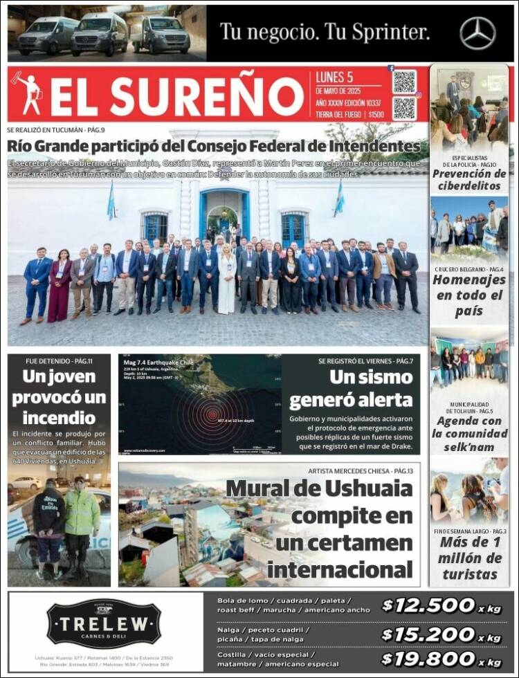 Portada de Diario El Sureño (Argentina)