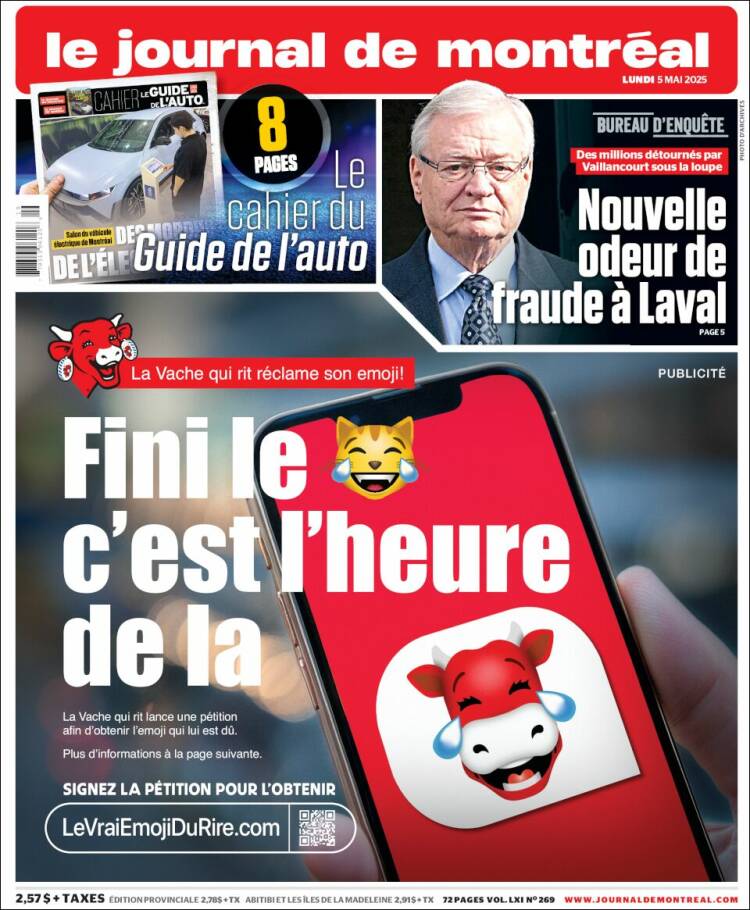 Portada de Le Journal de Montréal (Canadá)