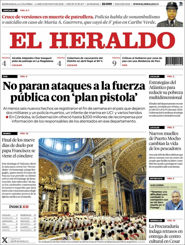 Portada de El Heraldo (Colombia)
