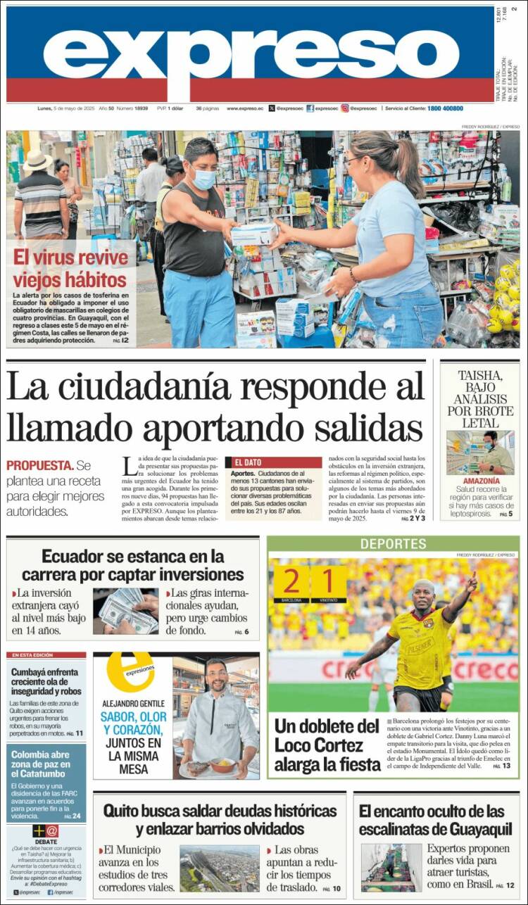 Portada de Expreso (Ecuador)