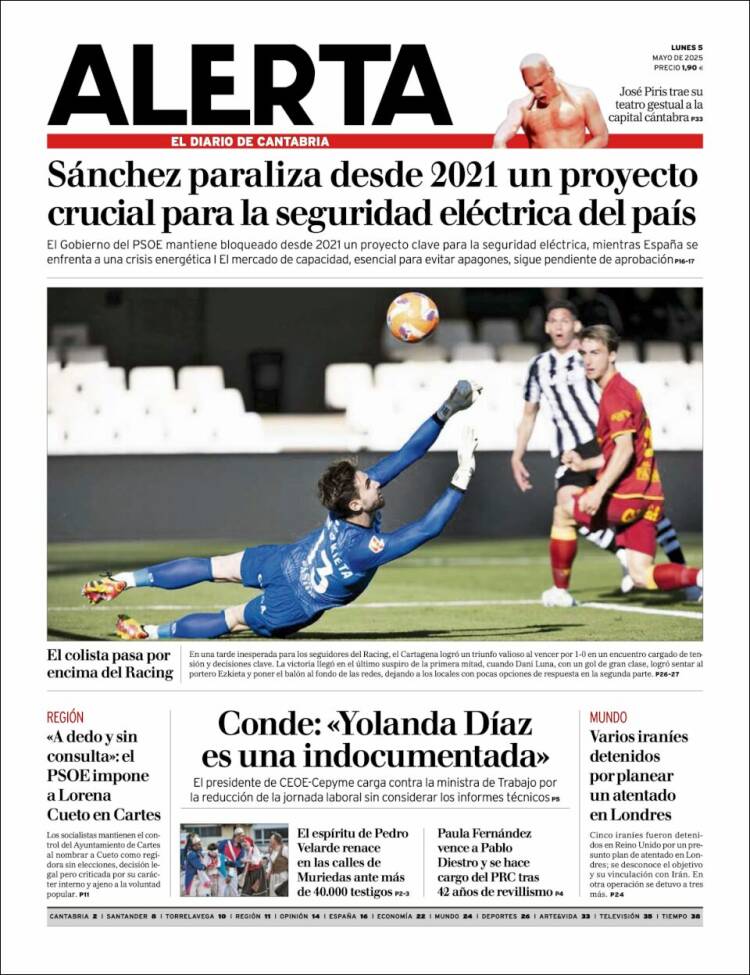 Portada de Alerta - El Diario de Cantabria (España)
