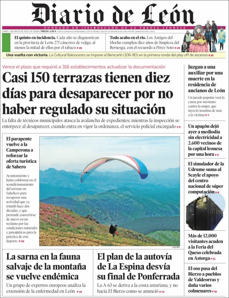 Portada de Diario de León (España)