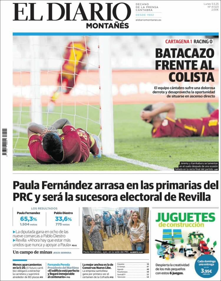 Portada de El Diario Montañés (España)