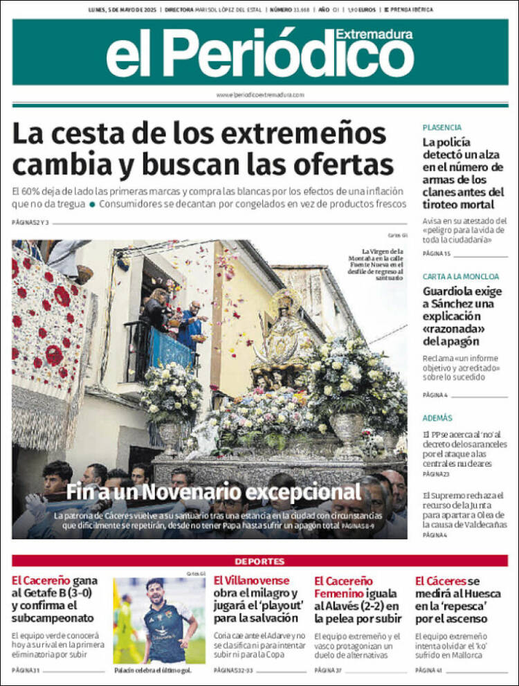 Portada de El Periódico de Extremadura (España)