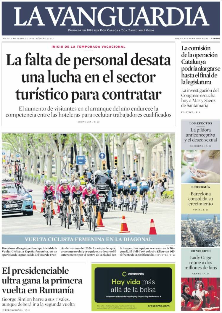 Portada de La Vanguardia (España)