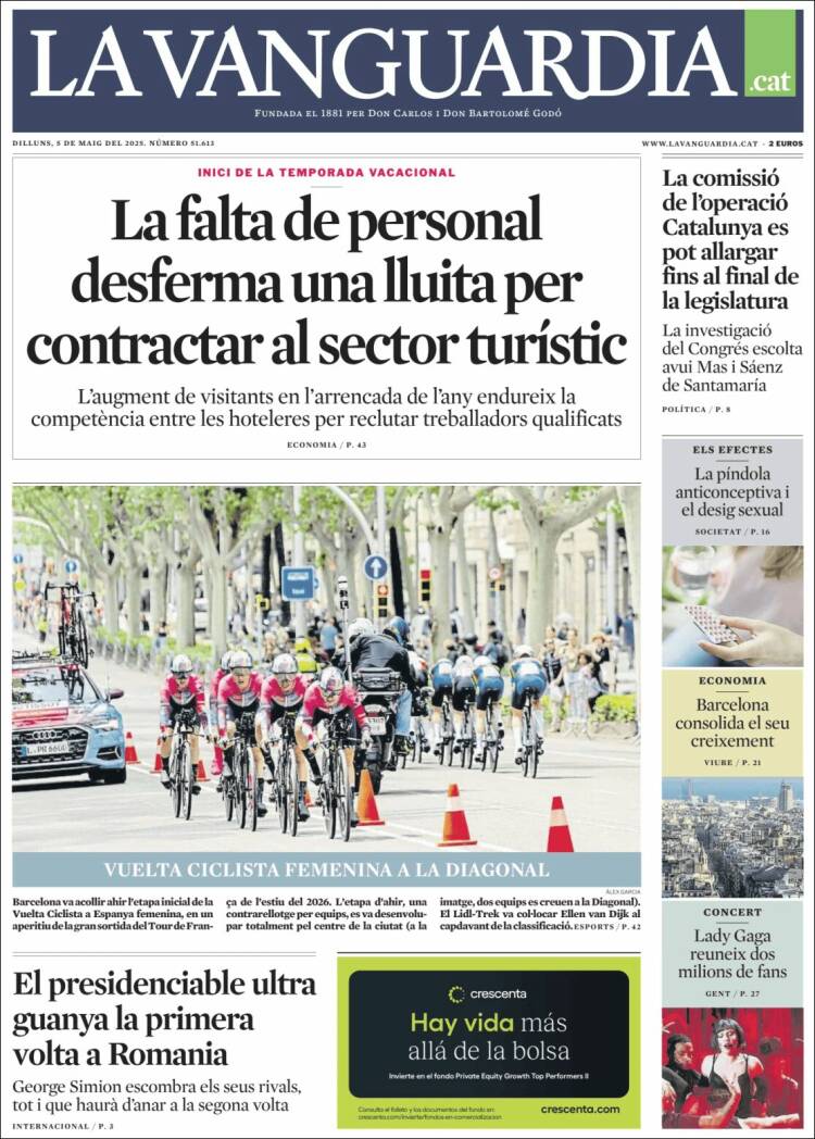 Portada de La Vanguardia (España)