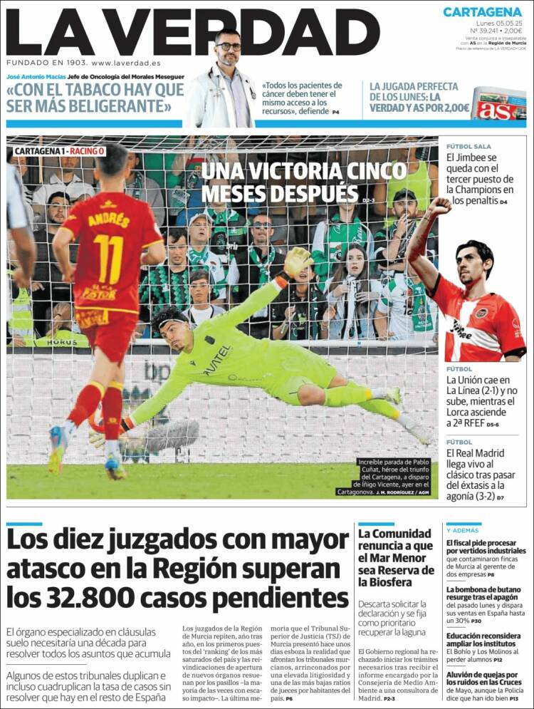 Portada de La Verdad de Cartagena (España)