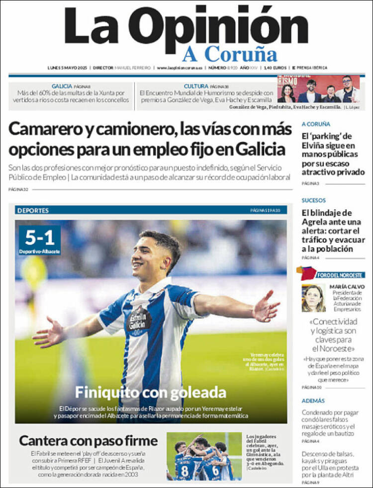 Portada de La Opinión de A Coruña (España)