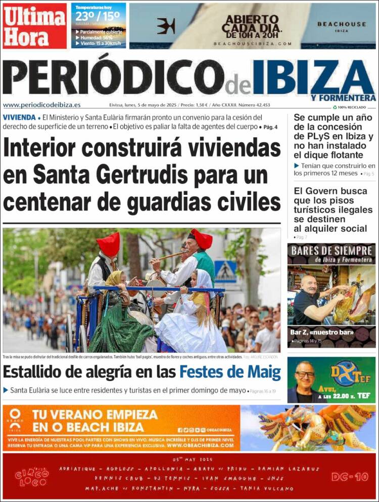 Portada de Periódico de Ibiza (España)