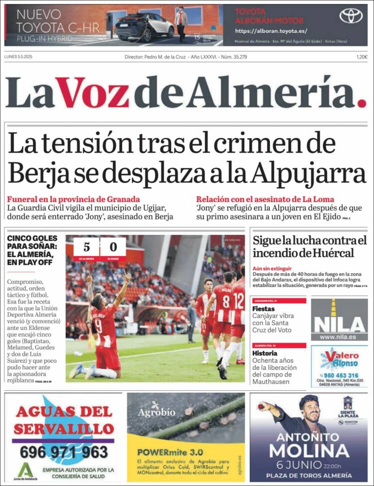 Portada de La Voz de Almería (España)