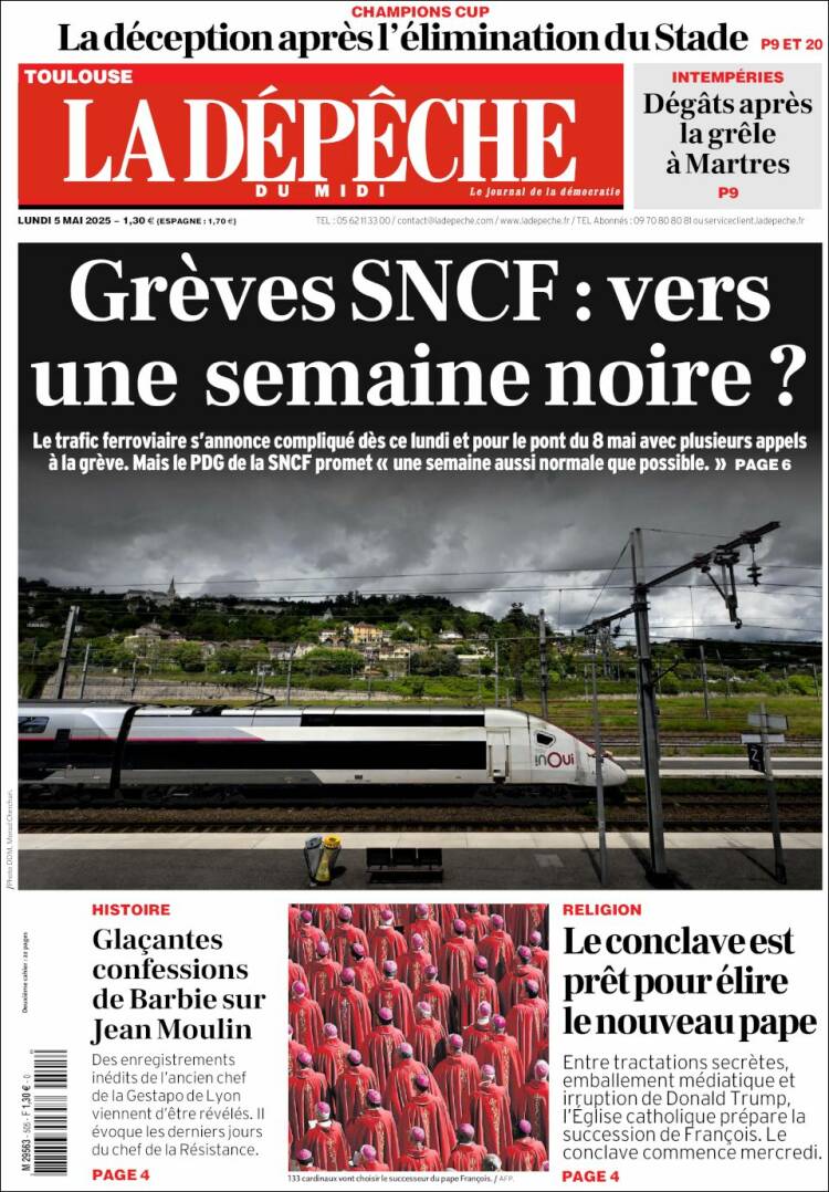 Portada de La Dépêche du Midi (Francia)
