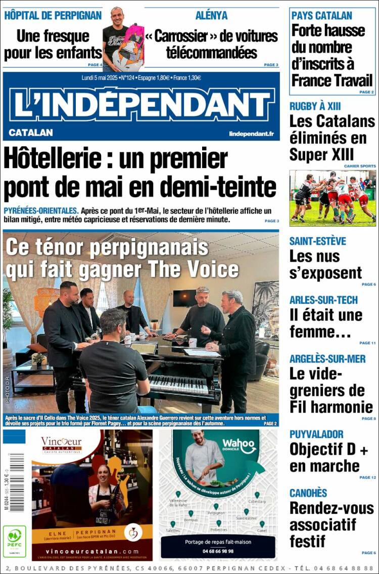 Portada de Le Indépendant (Francia)