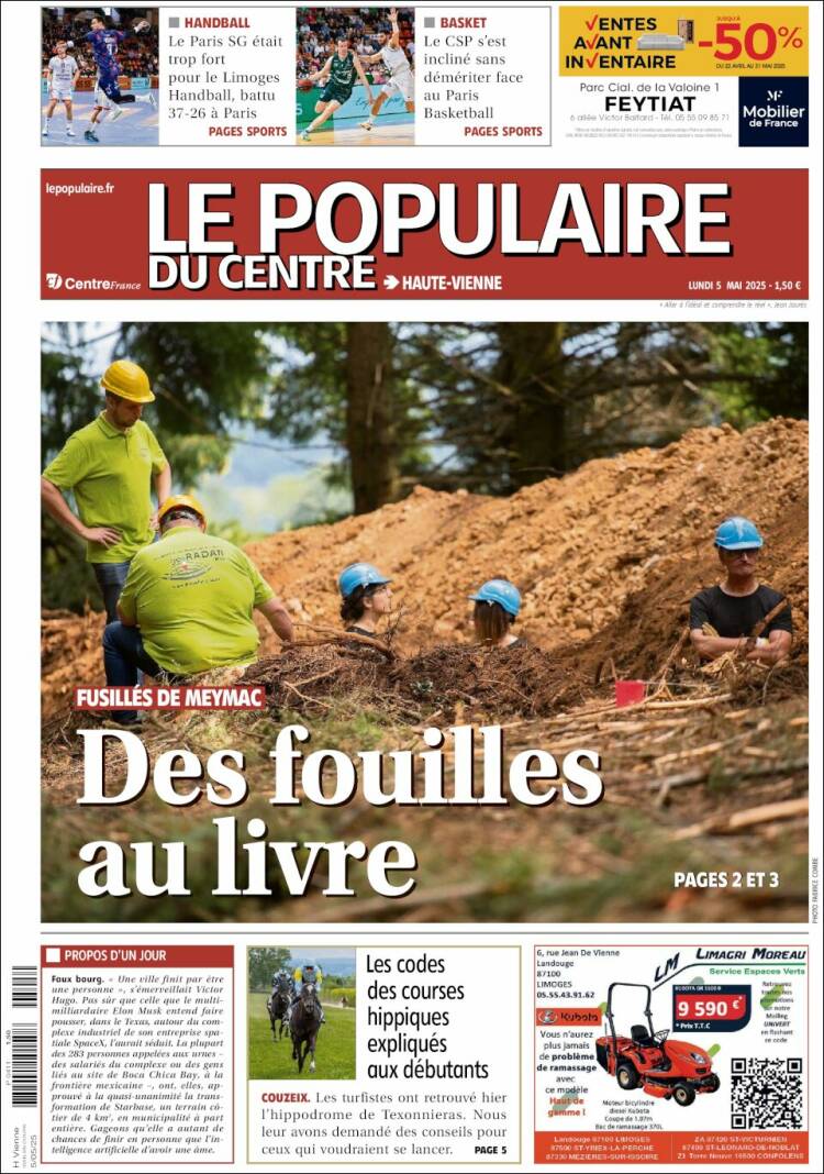 Portada de Le Populaire du Centre (Francia)